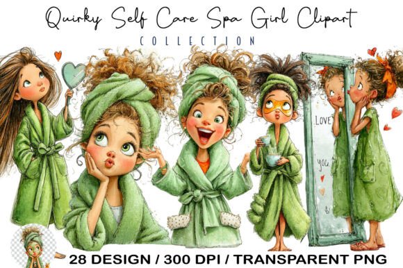 Download Quirky Self Care Spa Girl Clipart - Care Collection
