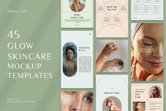Download 45 Glow Skincare Mockup Templates - Care Collection