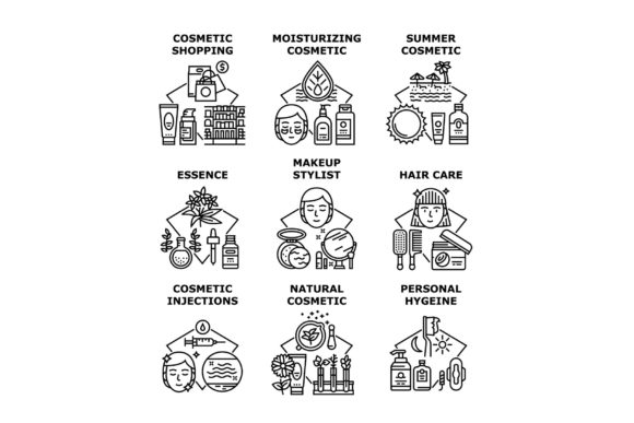 Download Cosmetic Hygiene Set Icons Vector - Cosmetic Collection