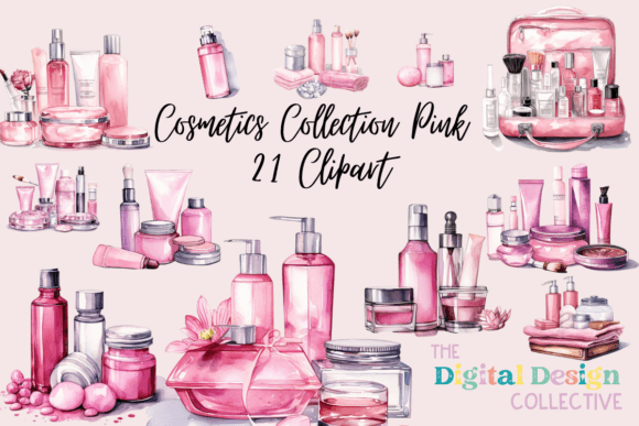 Download Cosmetics Collection Pink Clipart Bundle - Cosmetic Collection
