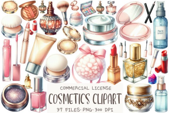 Download Watercolor Cosmetics Clipart - Cosmetic Collection