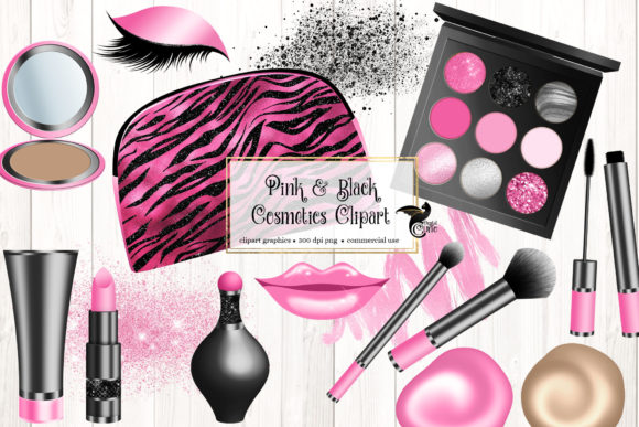 Download Pink and Black Cosmetics Clipart - Cosmetic Collection