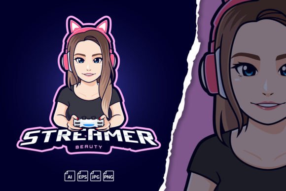 Download Streamer Gamer Girl Editable Logo Templa - Girl Collection